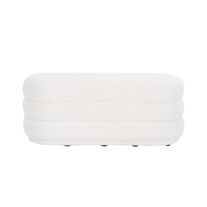 Pouf oblong blanc Halley en sherpa