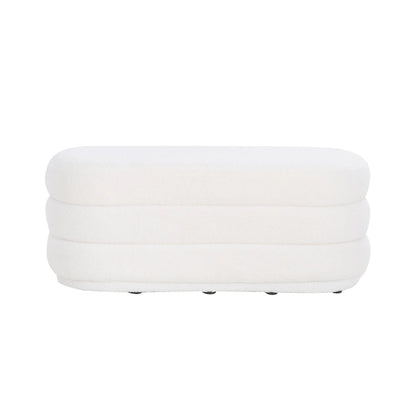 Pouf oblong blanc Halley en sherpa