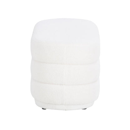 Pouf oblong blanc Halley en sherpa