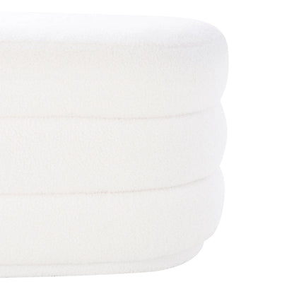 Pouf oblong blanc Halley en sherpa