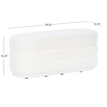 Pouf oblong blanc Halley en sherpa