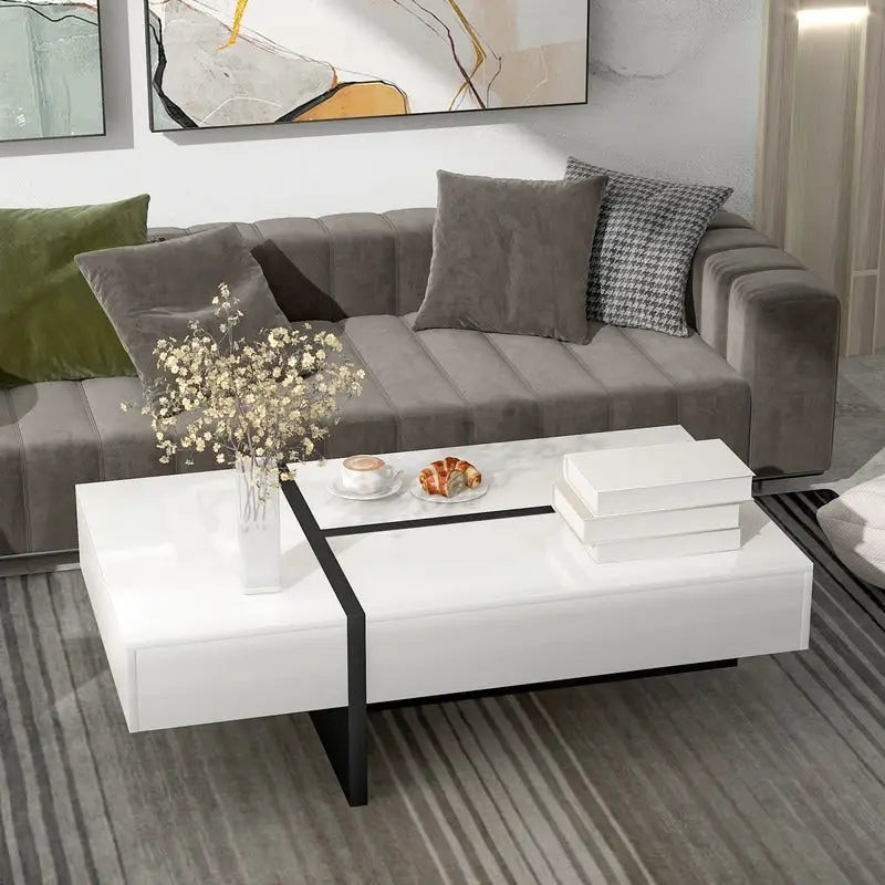 45.2 Modern High Gloss Surface Coffee Table By Aoolive