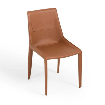Chaise de salle à manger moderne Modrest Halo en cuir couleur cognac (lot de 2)