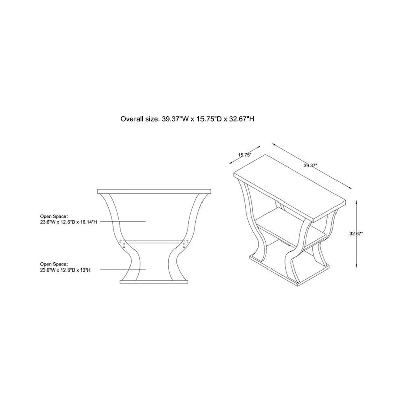 Console DH BASIC Transitional Espresso 39 pouces avec étagère ouverte par Denhour