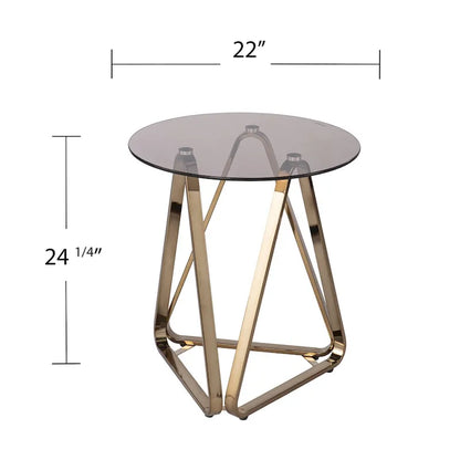 Table d'appoint ronde en fer et verre à champagne - 22 x 22 x 24,25