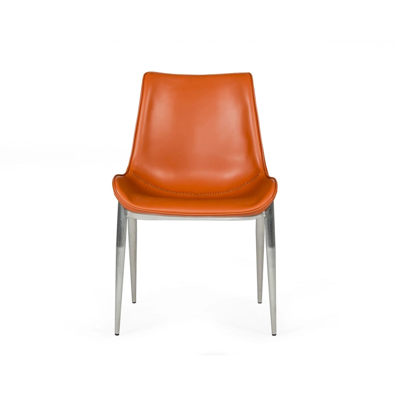 Chaise de salle à manger moderne Modrest Holt en similicuir cognac (lot de 2)