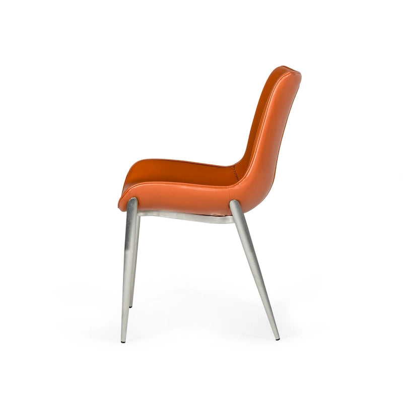 Chaise de salle à manger moderne Modrest Holt en similicuir cognac (lot de 2)