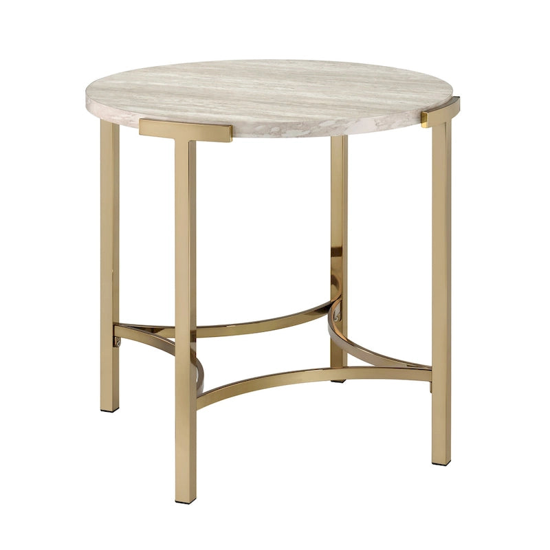 Table d'appoint Brickelle Glam 24 pouces en faux marbre de Furniture of America