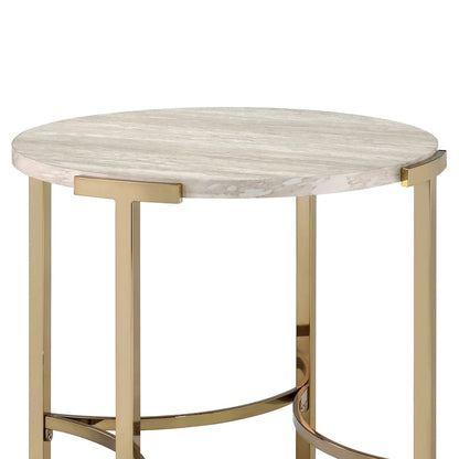 Table d'appoint Brickelle Glam 24 pouces en faux marbre de Furniture of America