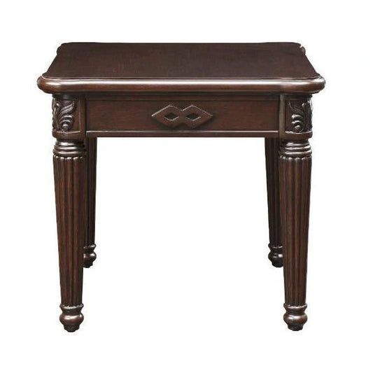 Square Wood End Table in Espresso Finish