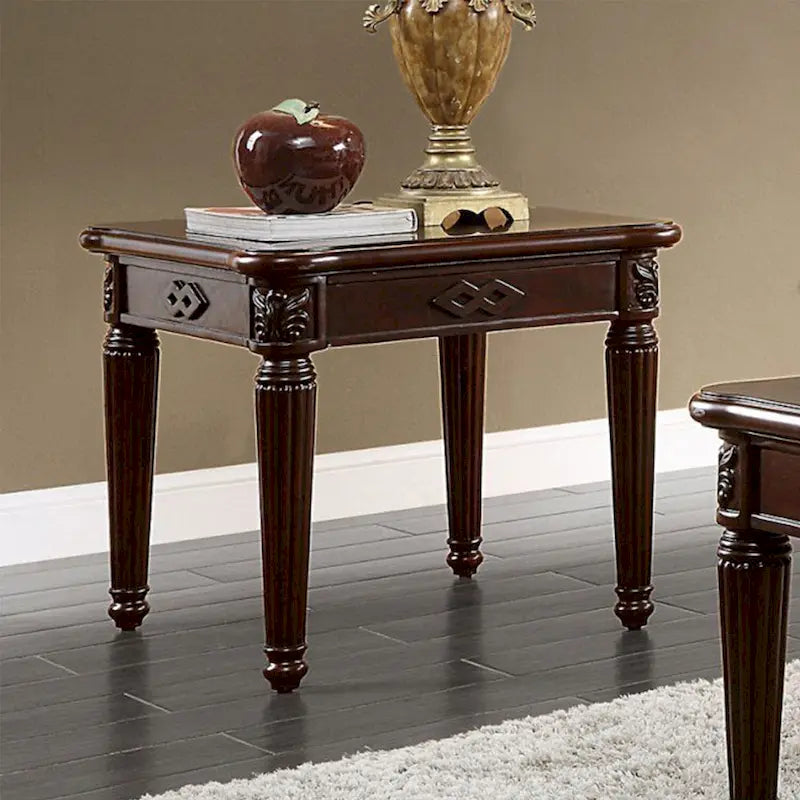 Table d'appoint carrée en bois finition expresso