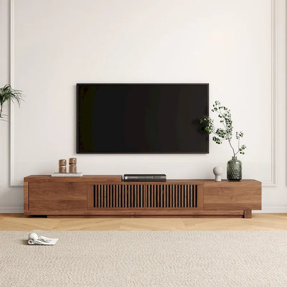 Meuble TV moderne rétractable et extensible avec 4 tiroirs, jusqu'à 262 cm (103 pouces) - 199,4 cm (78,54 po) de profondeur x 40 cm (15,74 po) de largeur x 35 cm (13,78 po) de hauteur