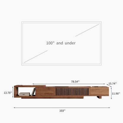 Meuble TV moderne rétractable et extensible avec 4 tiroirs, jusqu'à 262 cm (103 pouces) - 199,4 cm (78,54 po) de profondeur x 40 cm (15,74 po) de largeur x 35 cm (13,78 po) de hauteur