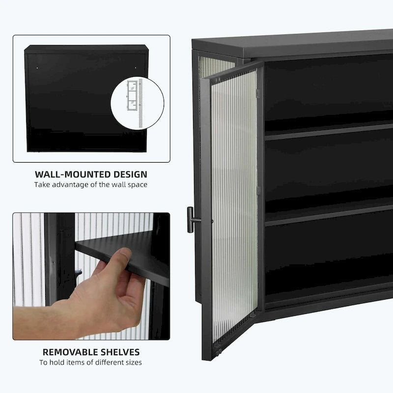 Armoire murale à porte vitrée de style rétro