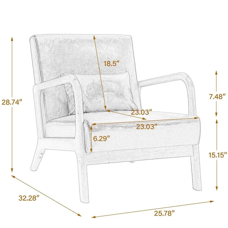 Fauteuil rembourré avec chaises d'appoint modernes et élégantes - 65,5 cm (L) x 73 cm (H) x 82 cm (P)