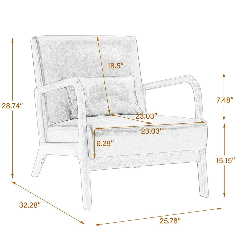 Fauteuil rembourré avec chaises d'appoint modernes et élégantes - 65,5 cm (L) x 73 cm (H) x 82 cm (P)