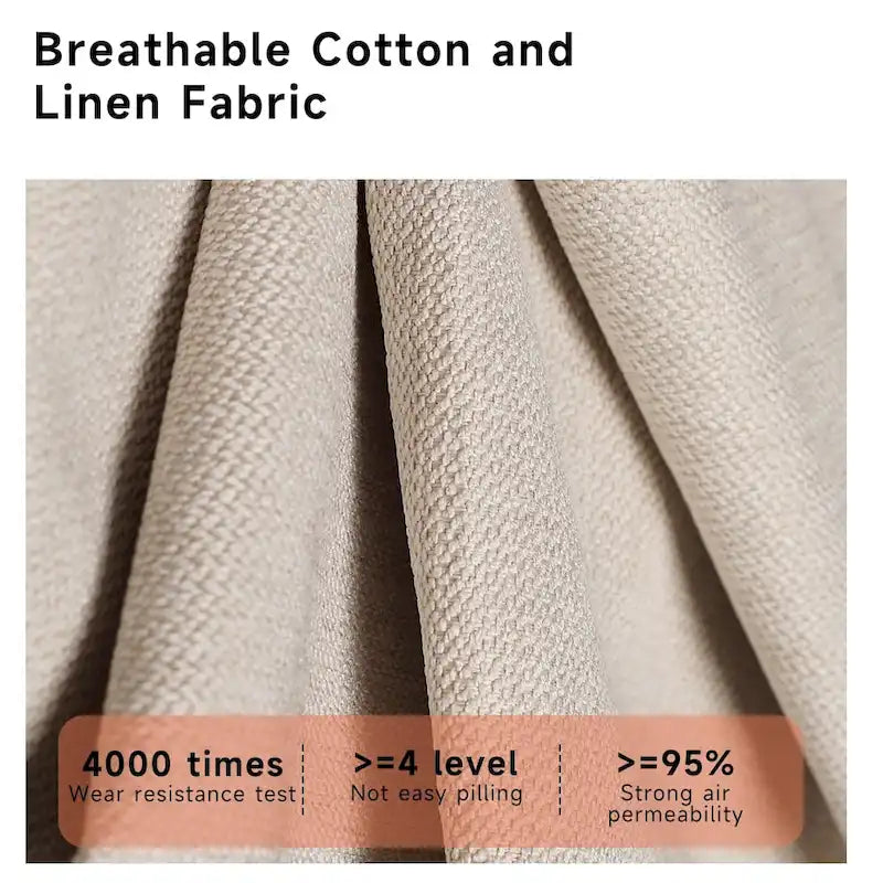 Canapé 3 places moderne JASIWAY en coton et lin, beige