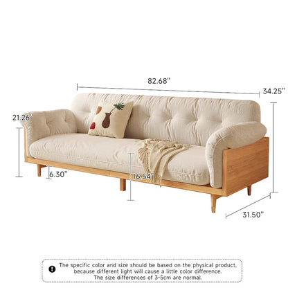 Canapé 3 places moderne JASIWAY en coton et lin, beige