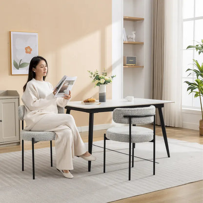 Chaises de salle à manger rondes modernes en bouclette Burbank de Roundhill Furniture, lot de 2