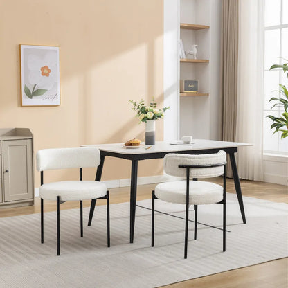 Chaises de salle à manger rondes modernes en bouclette Burbank de Roundhill Furniture, lot de 2