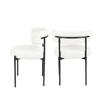 Chaises de salle à manger rondes modernes en bouclette Burbank de Roundhill Furniture, lot de 2