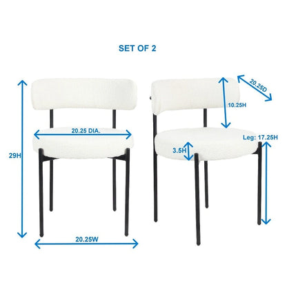 Chaises de salle à manger rondes modernes en bouclette Burbank de Roundhill Furniture, lot de 2