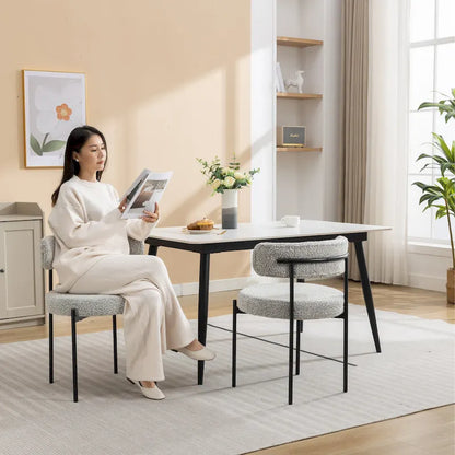 Chaises de salle à manger rondes modernes en bouclette Burbank de Roundhill Furniture, lot de 2