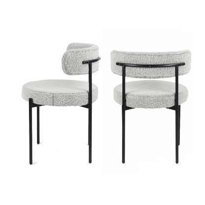 Chaises de salle à manger rondes modernes en bouclette Burbank de Roundhill Furniture, lot de 2