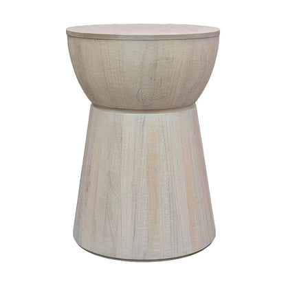 Table d'appoint tambour en bois sculpté par East at Main