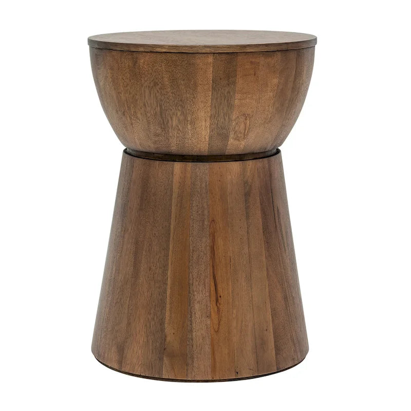 Table d'appoint tambour en bois sculpté par East at Main