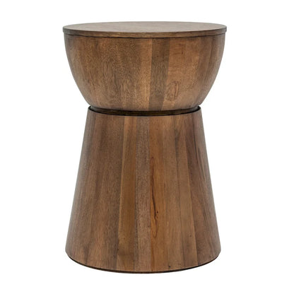 Table d'appoint tambour en bois sculpté par East at Main