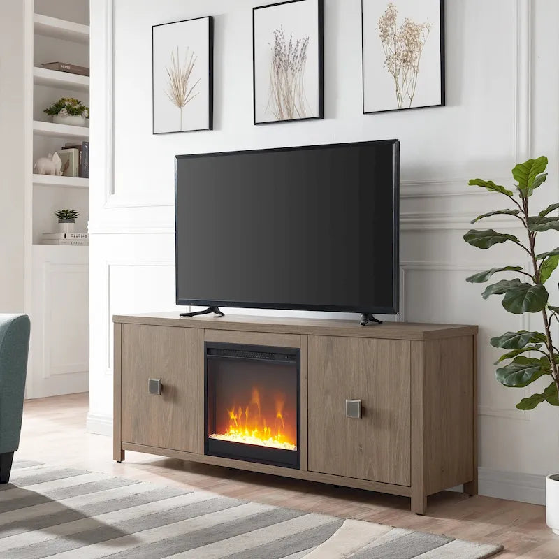 Meuble TV Juniper 58 avec insert de cheminée en cristal