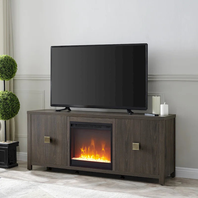Meuble TV Juniper 58 avec insert de cheminée en cristal
