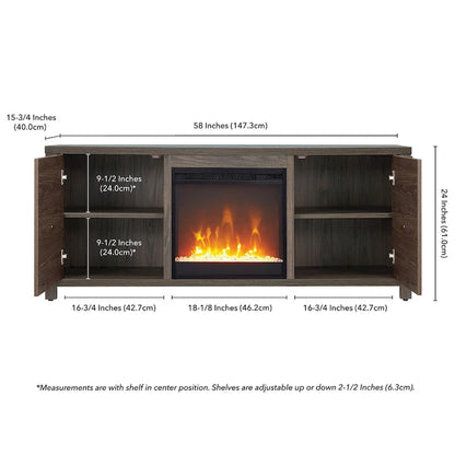 Meuble TV Juniper 58 avec insert de cheminée en cristal