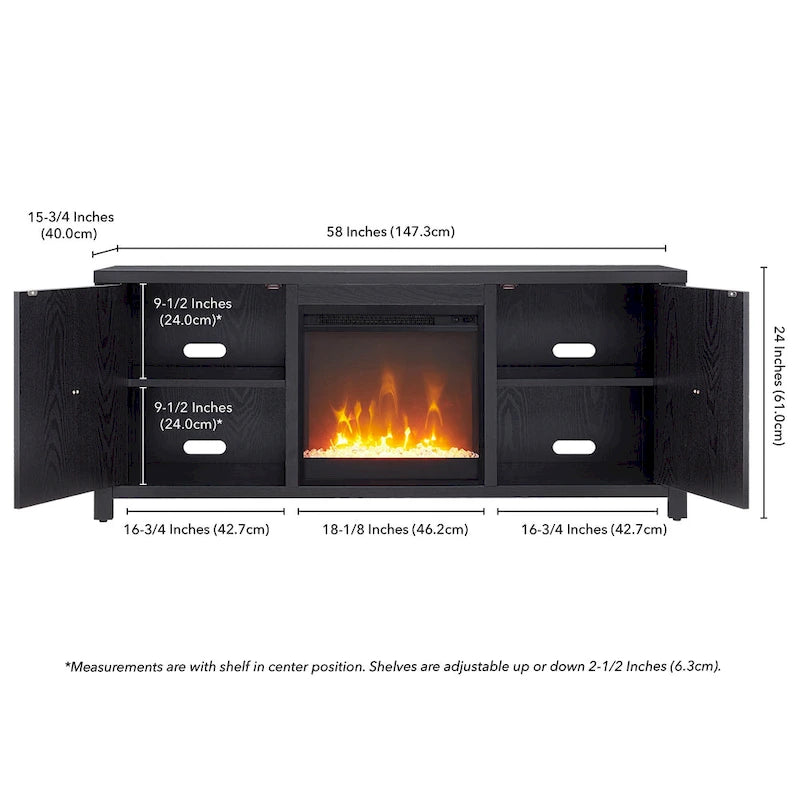 Meuble TV Juniper 58 avec insert de cheminée en cristal