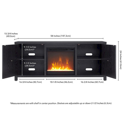 Meuble TV Juniper 58 avec insert de cheminée en cristal