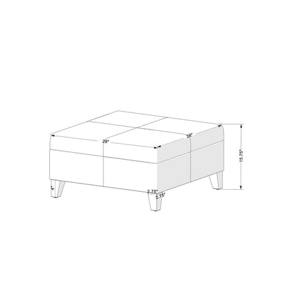 Pouf de rangement carré de luxe HomePop de 71 cm (28 pouces)