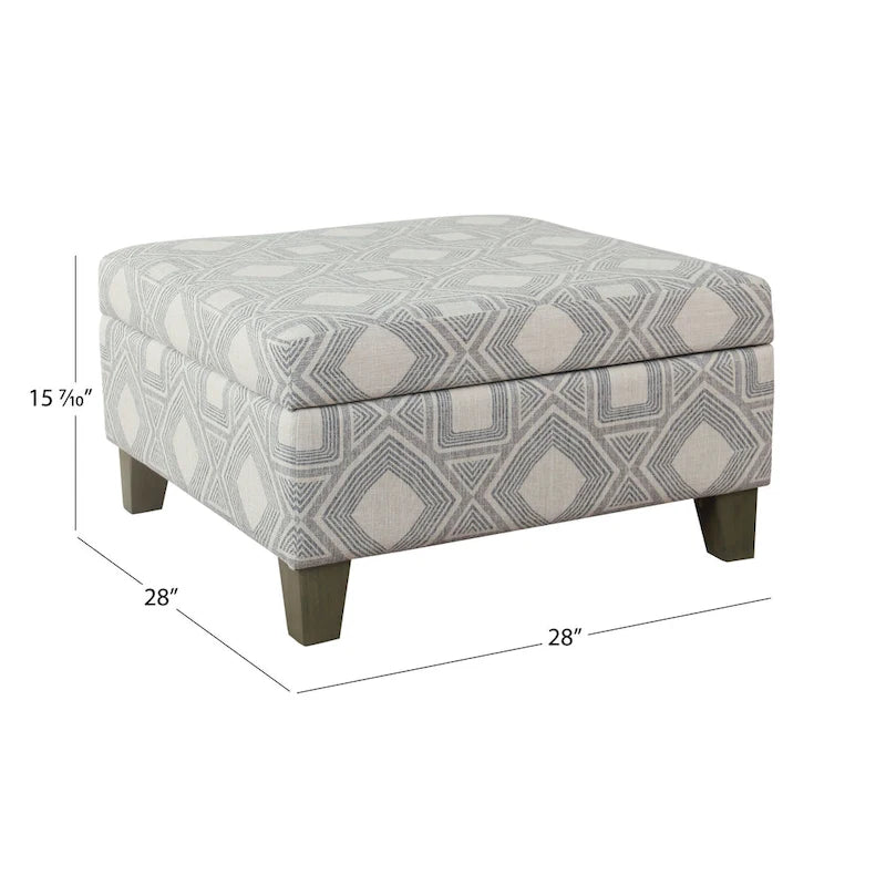 Pouf de rangement carré de luxe HomePop de 71 cm (28 pouces)
