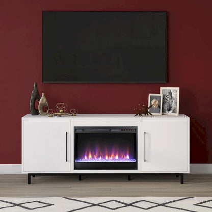 Julian Rectangular TV Stand with Crystal Fireplace for TV's up to 75