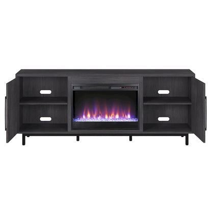 Meuble TV rectangulaire Julian avec cheminée en cristal pour téléviseurs jusqu'à 75 pouces