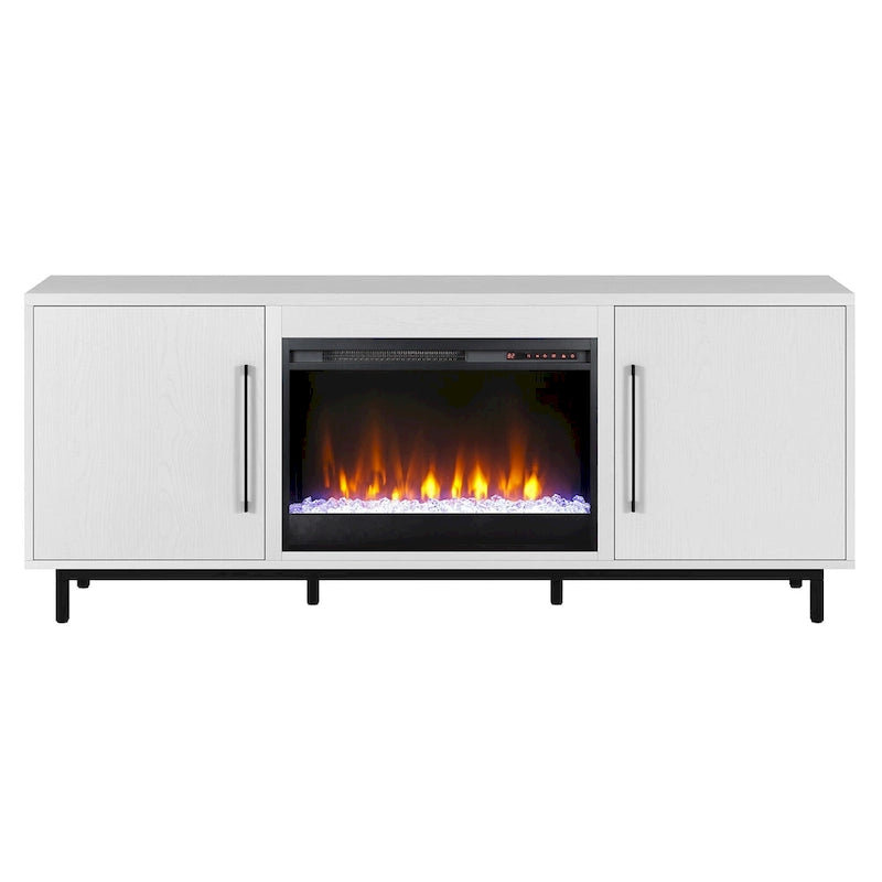 Meuble TV rectangulaire Julian avec cheminée en cristal pour téléviseurs jusqu'à 75 pouces