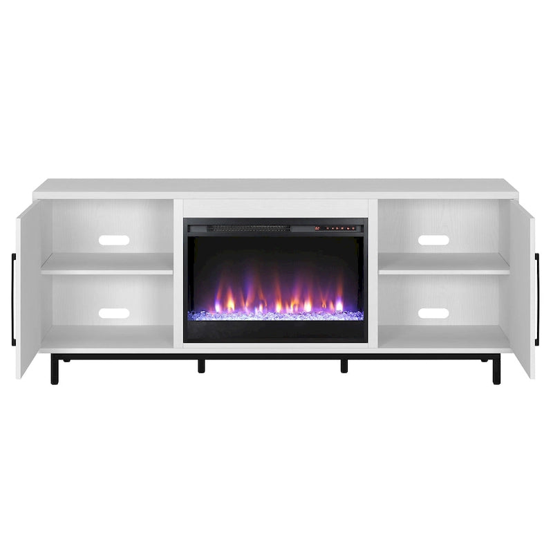 Meuble TV rectangulaire Julian avec cheminée en cristal pour téléviseurs jusqu'à 75 pouces