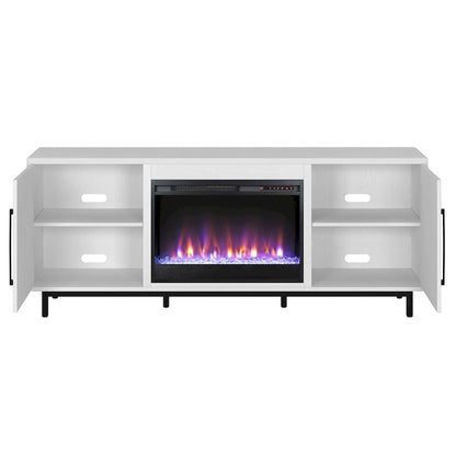 Meuble TV rectangulaire Julian avec cheminée en cristal pour téléviseurs jusqu'à 75 pouces