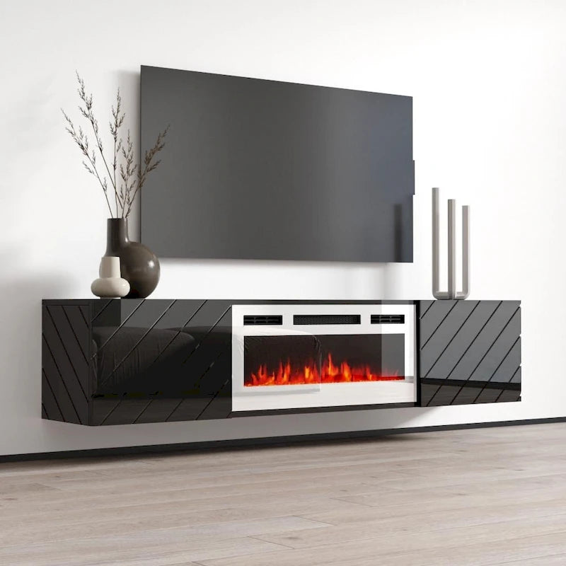 Cheminée électrique murale Luxe WH-EF, meuble TV moderne de 72 pouces