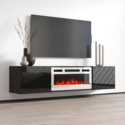 Cheminée électrique murale Luxe WH-EF, meuble TV moderne de 72 pouces