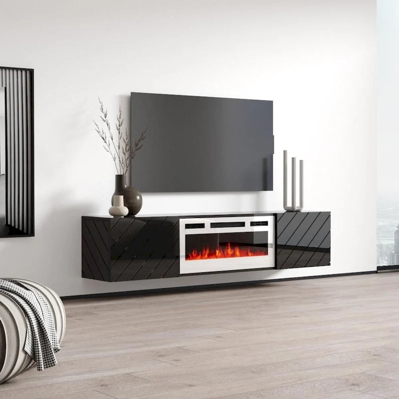 Cheminée électrique murale Luxe WH-EF, meuble TV moderne de 72 pouces