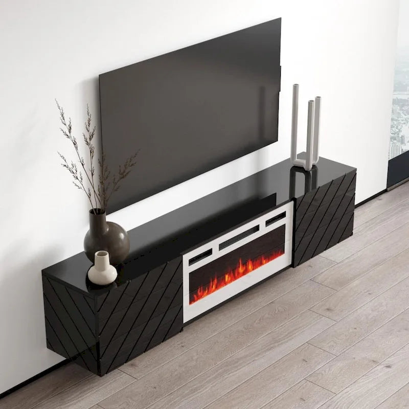 Cheminée électrique murale Luxe WH-EF, meuble TV moderne de 72 pouces