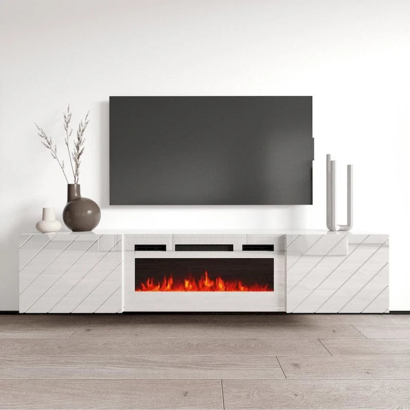 Cheminée électrique murale Luxe WH-EF, meuble TV moderne de 72 pouces