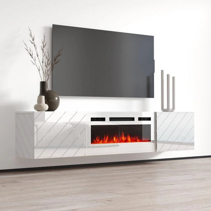 Cheminée électrique murale Luxe WH-EF, meuble TV moderne de 72 pouces