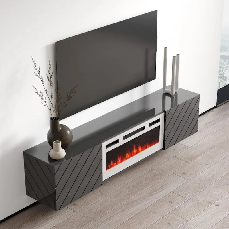 Cheminée électrique murale Luxe WH-EF, meuble TV moderne de 72 pouces